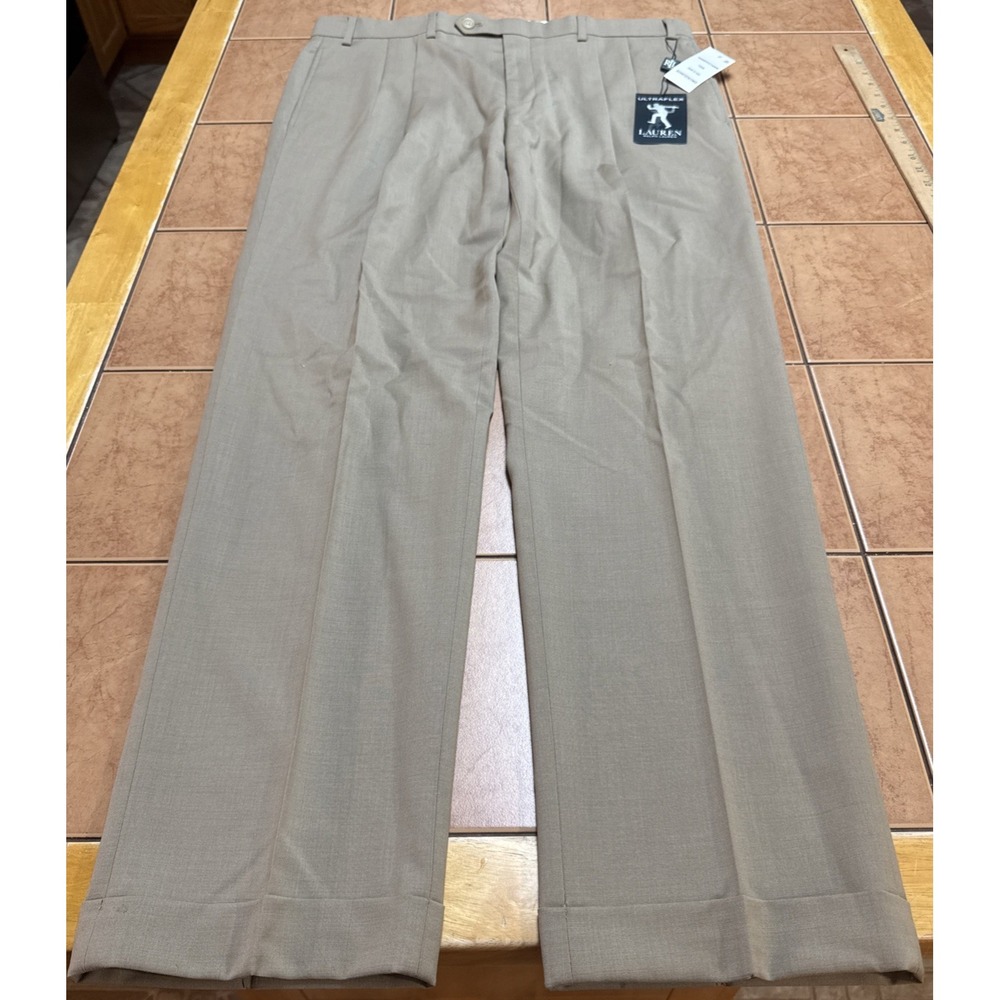 LRL Ralph Lauren High Performance Tan Wool Ultraflex Dress Pants 36 x 32 NWT New